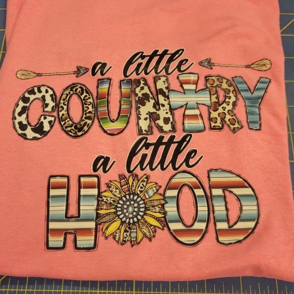 A little Country a little Hood Gildan T-Shirt Short Sleeve 50/50